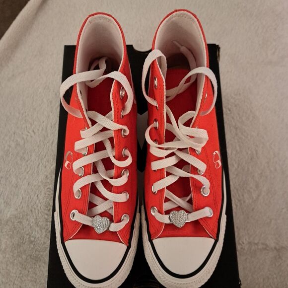 CONVERSE YTK HI Hearts  Valentine's Day Shoes A09117C Womens Size 7.5 EUC W/ Box - Picture 9 of 10